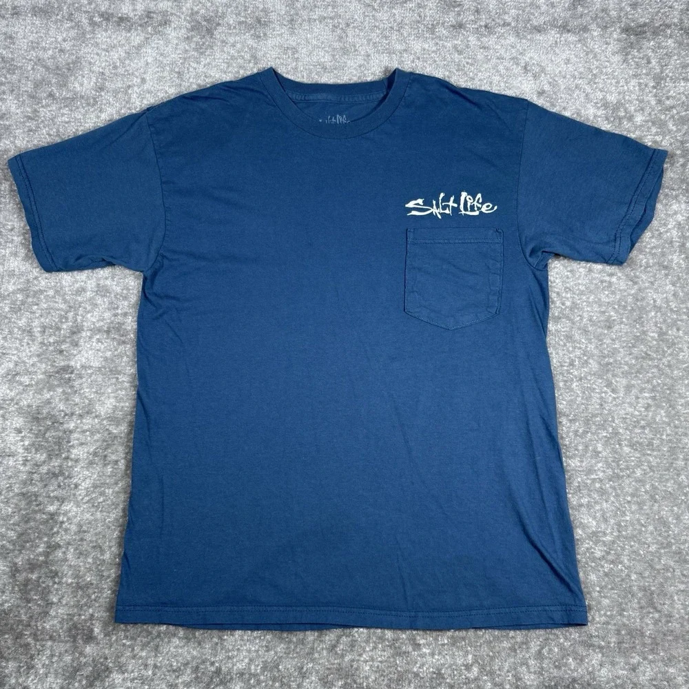 2-Salt Life T-Shirt‎ Men's Medium Shirt Sleeve Crew Neck Shirt Sleeve Fishing - Picture 2 of 10